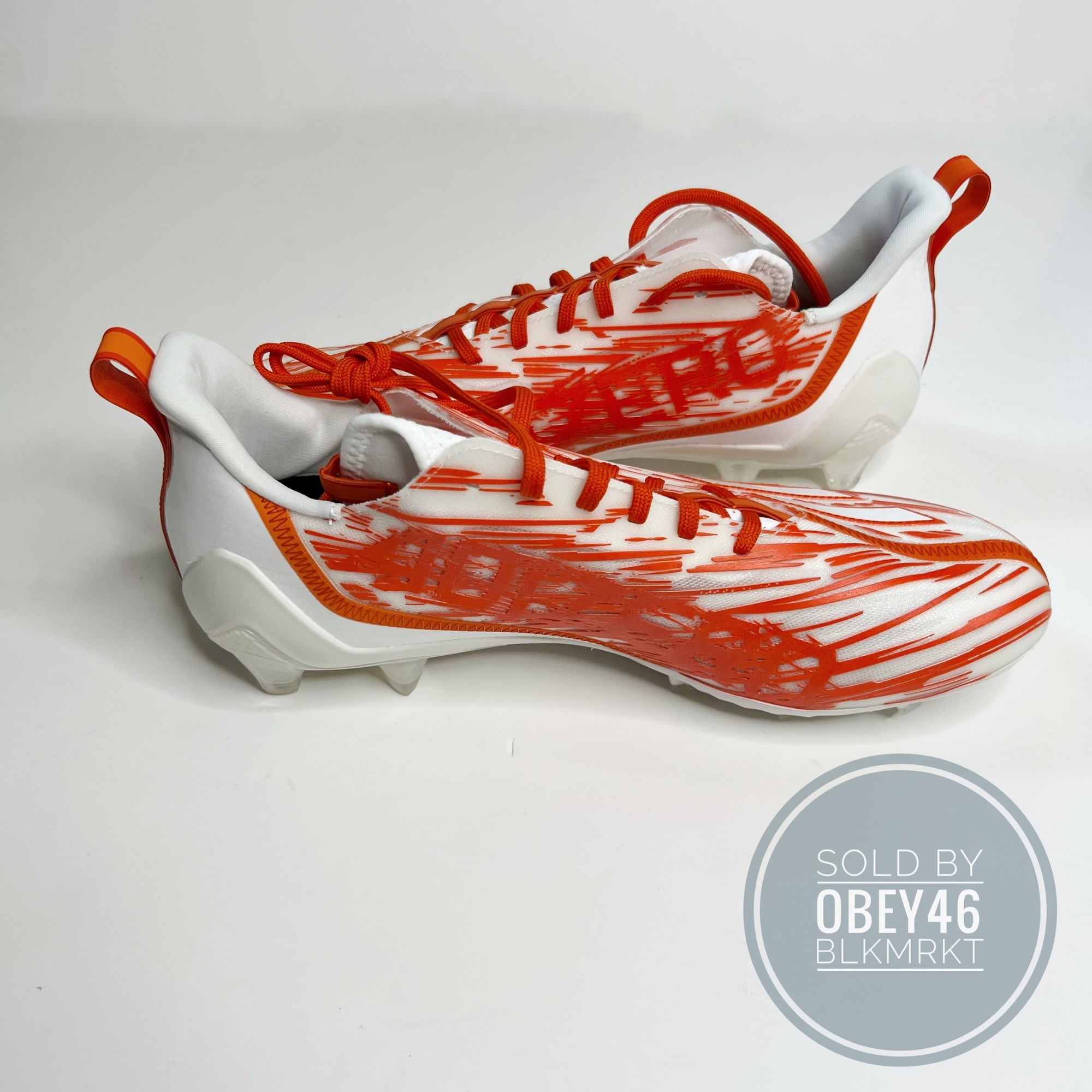 [US 12.5] adidas ADIZERO ELITE Football Cleats Shoes White Orange HP8748 Adidas Adizero Primeknit Football Cleats White Orange Men main image 2