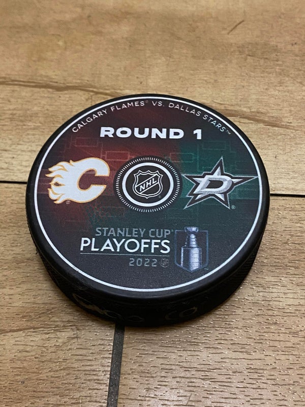 2022 NHL Playoffs Round 1 Calgary Flames vs Dallas Stars Logo Hockey Puck