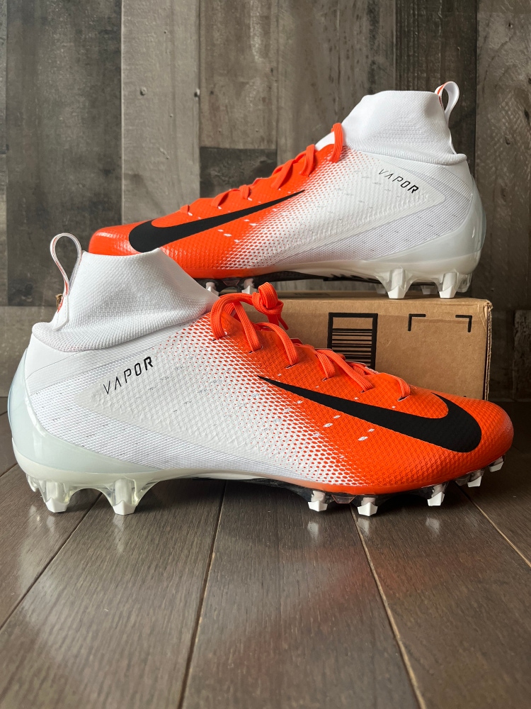 Nike Vapor Untouchable Pro 3 Orange White  Football Cleats AO3021-118 Sz 15