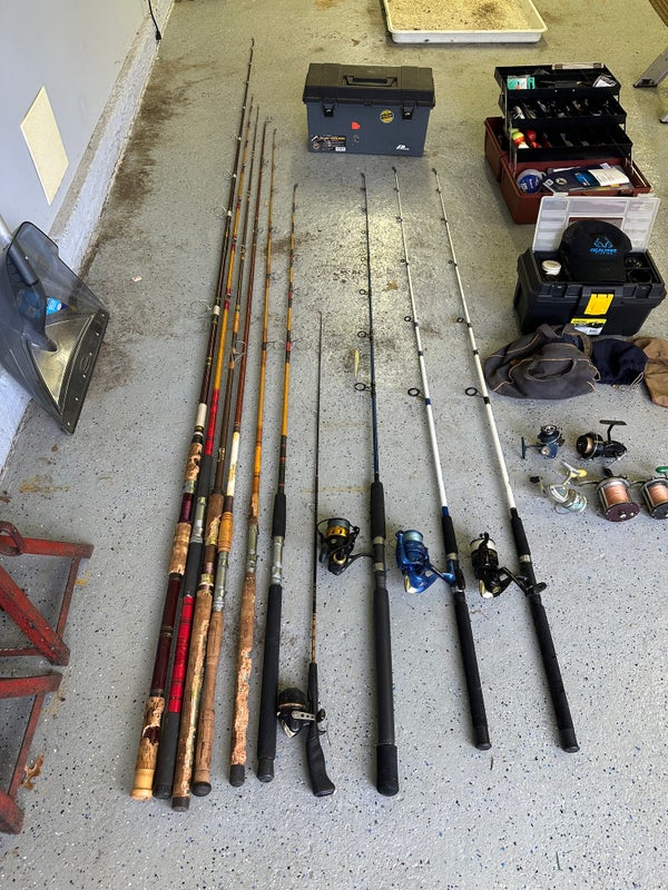 Massive Fishing Gear Rods Tackle Boxes Reels And Other Fishing Equipment
