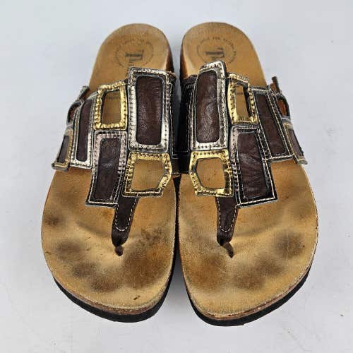 Think! Brown Leather Thong Sandals Size: 41 / 10 Womens Rectangle
