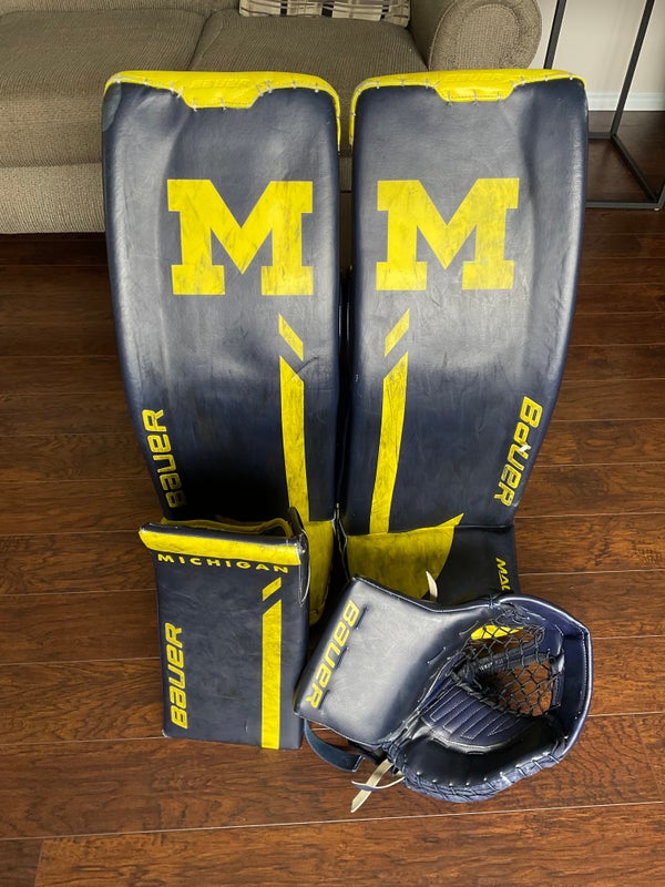 NCAA Pro Stock Bauer Mach Goalie Pads, Glove, & Blocker Set