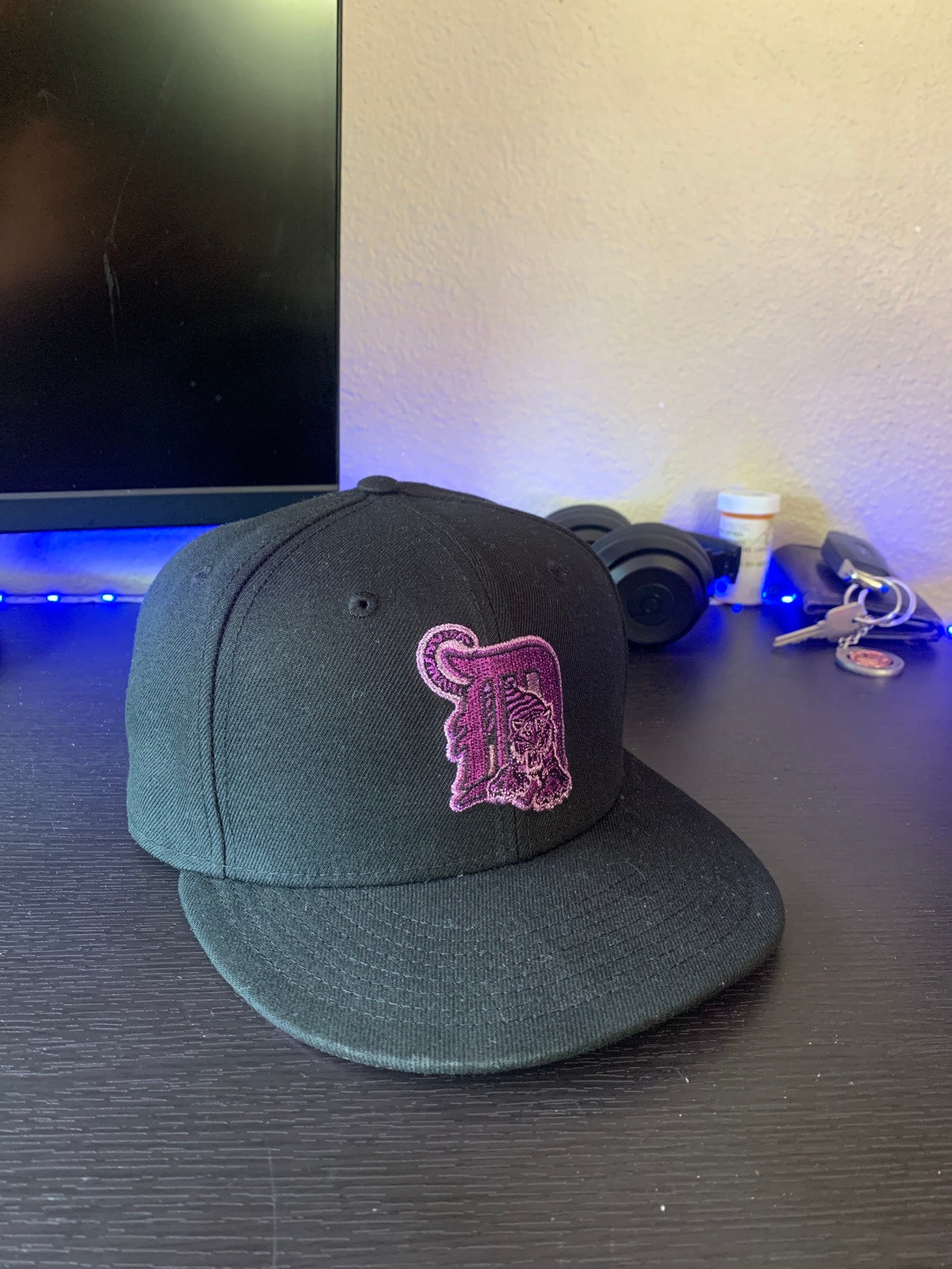 7 3/8 Lavender Detroit Tigers Exclusive Fitted New Era Hat for Sale