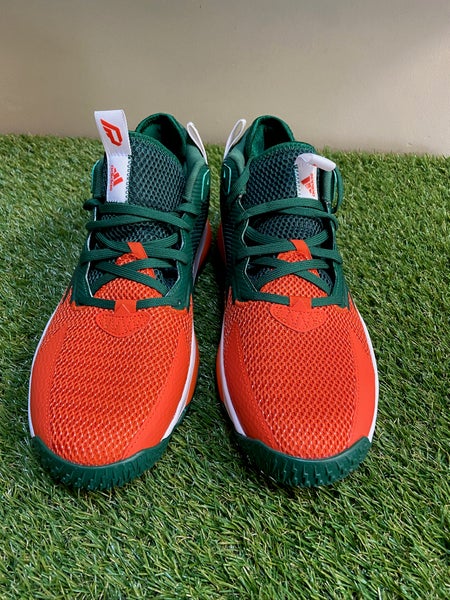 Miami Hurricanes Team-Issued Orange and Green Adidas Shoes from The Basketball Program