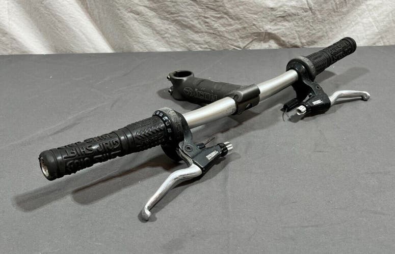 Vintage System 560mm Flat Handlebar Dia-Compe 7 Levers 3x7 Grip Shifters Icon