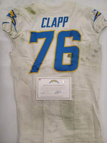 Chargers WILL CLAPP #76 GAME USED White Jersey vs Raiders 12/4/22 White W/COA