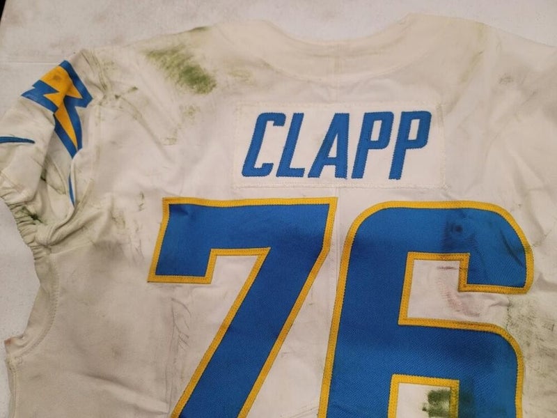 Will Clapp Los Angeles Chargers Fanatics Authentic Game-Used #76 White  Jersey vs. Las Vegas Raiders