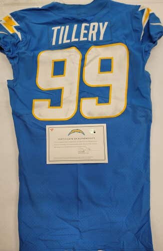 Chargers JERRY TILLERY #99 GAME USED Blue Jersey vs Broncos 10/17/22 W/COA