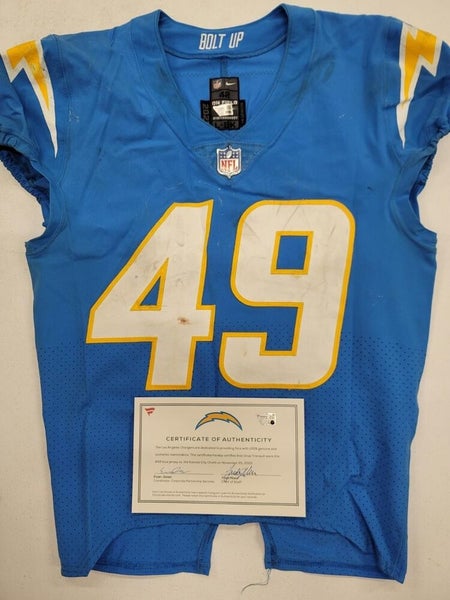 Drue Tranquill Los Angeles Chargers Game-Used #49 White Jersey vs.  Indianapolis Colts on December 26 2022