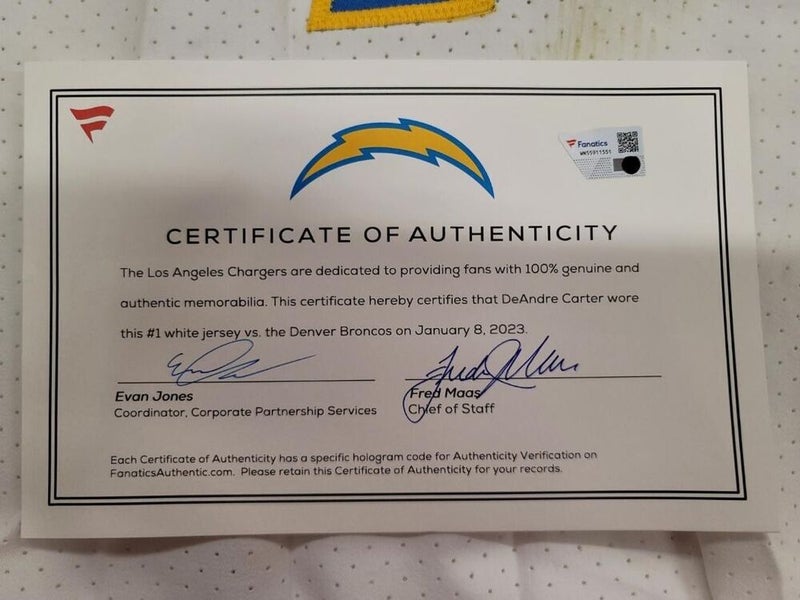 DeAndre Carter Los Angeles Chargers Game-Used #1 White Jersey