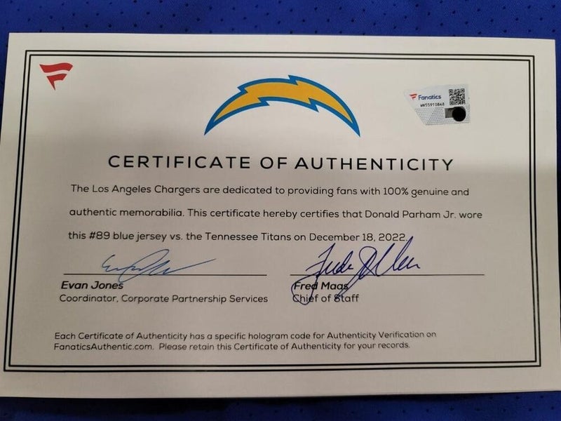 Donald Parham Jr. Los Angeles Chargers Game-Used #89 Powder Blue