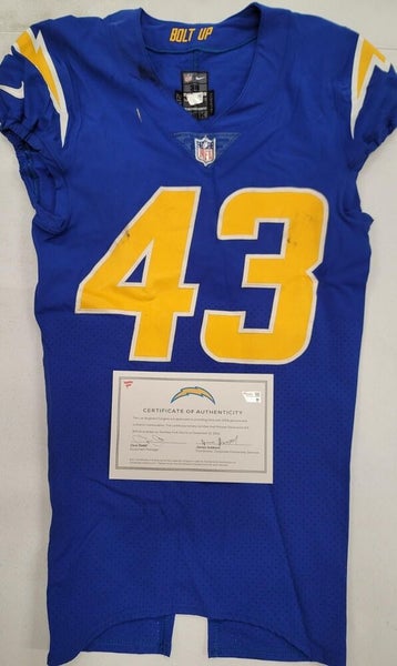 Chargers MICHAEL DAVIS #43 GAME USED BLUE Jersey vs Giants 12/12/21 W/COA