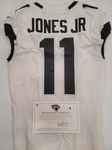 Jaguars MARVIN JONES JR #11 GAME USED WHITE Jersey vs Texans 1/1/23 W/COA