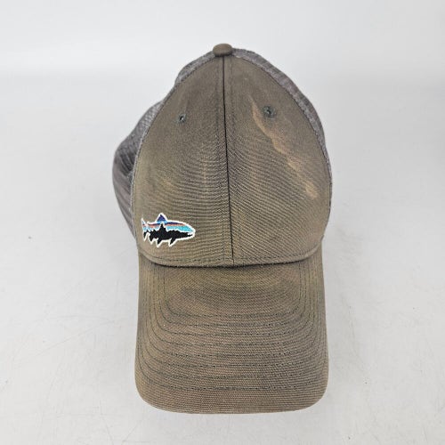 Patagonia Trout Logo Mesh Snapback Truckers Hat Gray Cap One Size