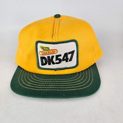 Vintage DEKALB DK547 80s USA Swingster Green Yellow Trucker Hat Cap Snapback