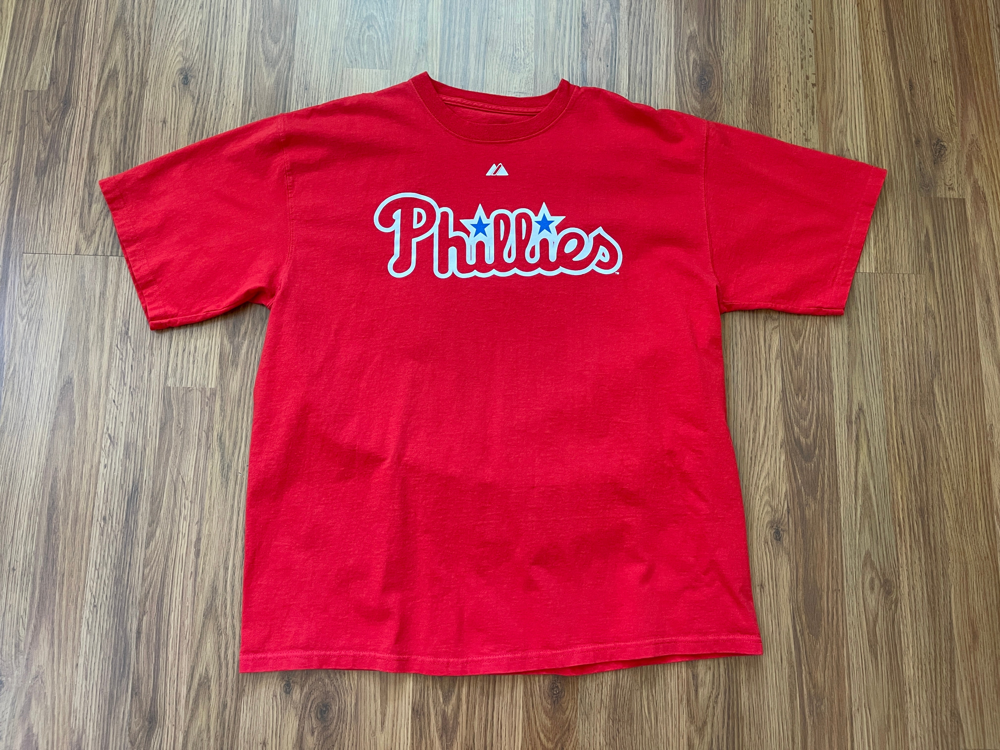  Majestic Philadelphia Phillies Red Wordmark T-Shirt