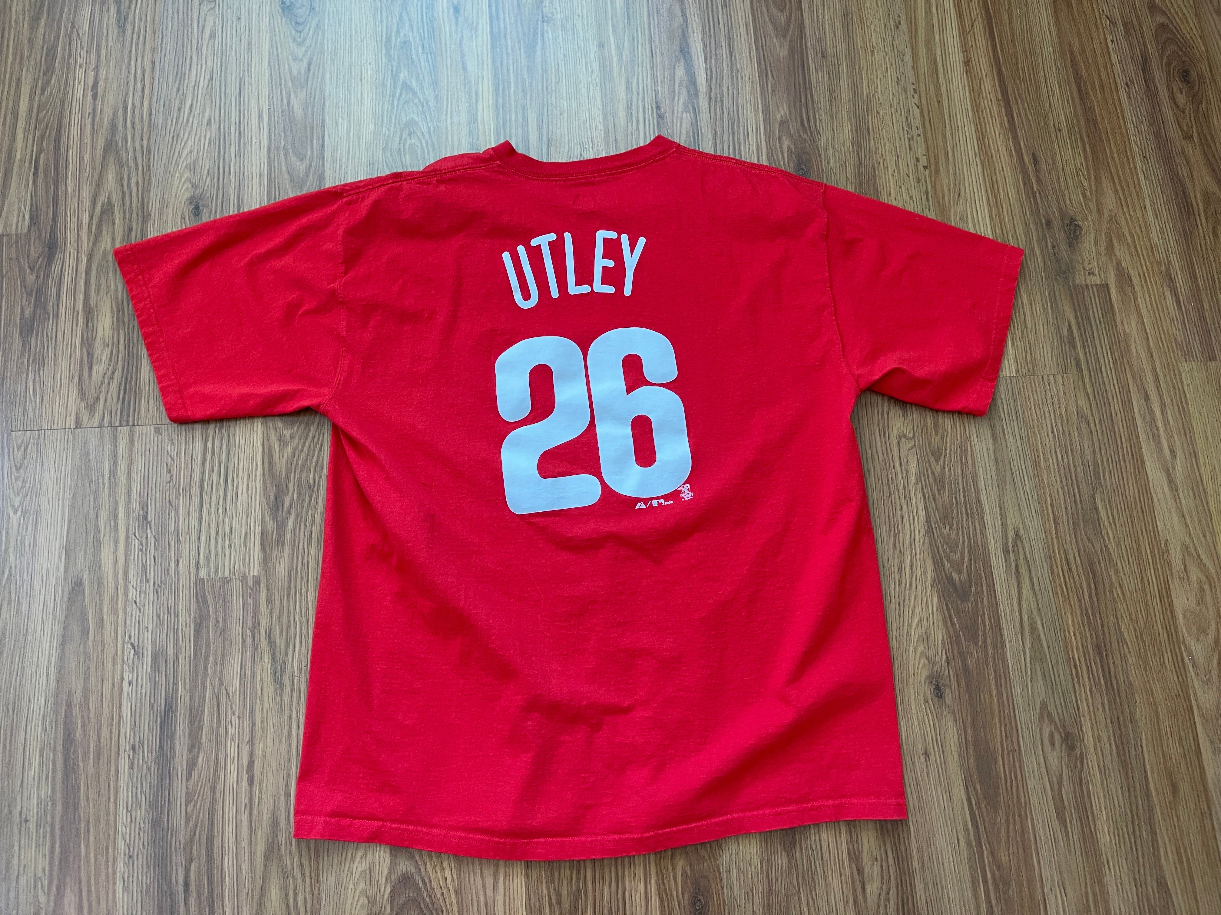 Philadelphia Phillies Chase Utley #26 MLB BASEBALL Majestic Size XL T Shirt!