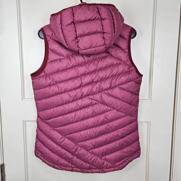 Marmot Womens 700 Down Fill Quilted Puffer Vest Jacket Hood Rose