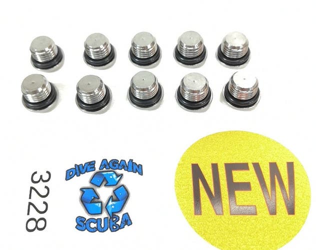 10x NEW 3/8" 1st Stage Low Pressure LP Port Plug Scuba Dive with O-Ring   #3228