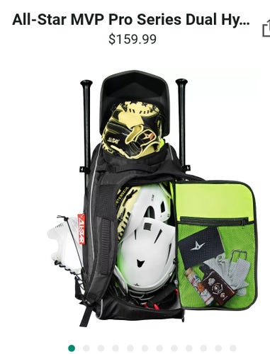 Used All Star MVP Pro Series Dual Hybrid Catcher's Backpack Catcher's Bag