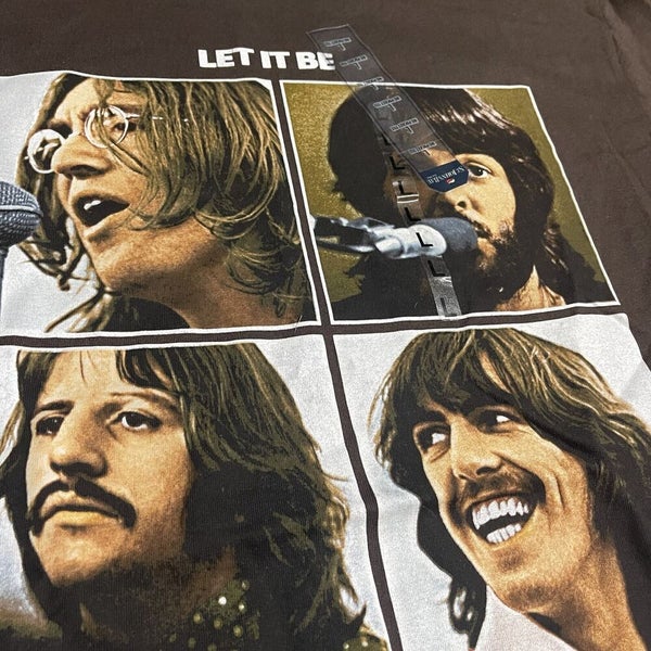 Vintage The Beatles Let It Be 2004 Apple Corp Brown Graphic Band T