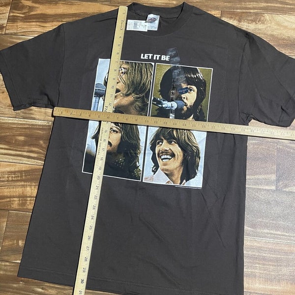 Vintage The Beatles Let It Be 2004 Apple Corp Brown Graphic Band T