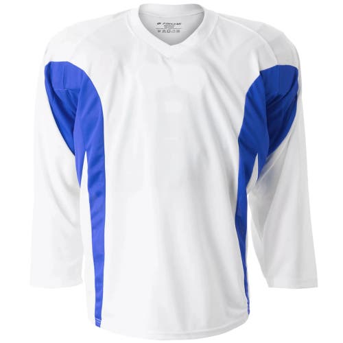 New Adult Small Blank White/Royal Practice Jersey