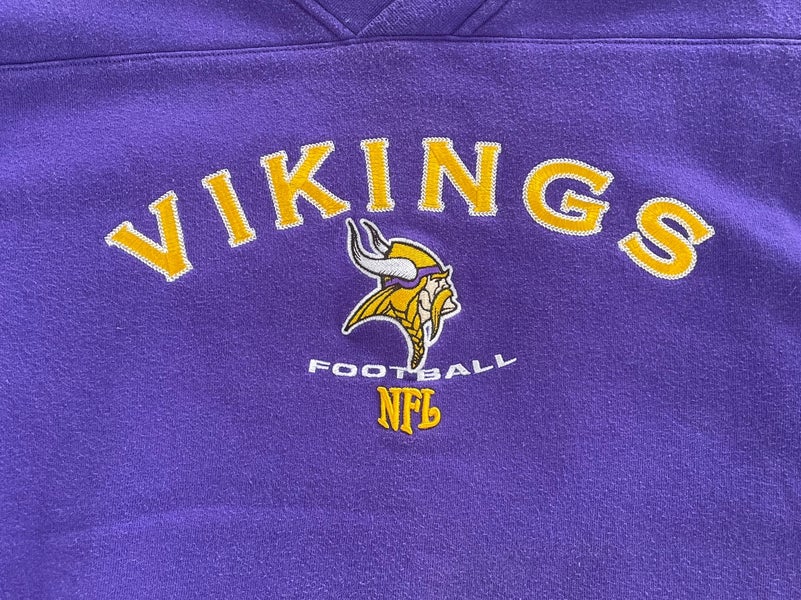 Logo 7 Vintage Unisex Purple Minnesota Vikings Crewneck Sweatshirt Size XL