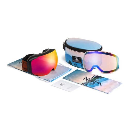 Nordik HOD ADULT NEW Ski Goggles w/ Extra LowLight Lens, Glasses Frame and Case