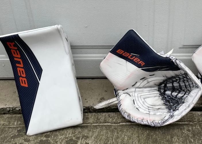 Bauer Supreme Ultrasonic Pro Stock Oilers Glove + Blocker set