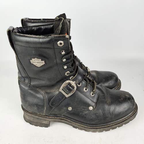 Harley Davidson Mens Black Faded Glory 91003 Leather Motorcycle Boots US 12
