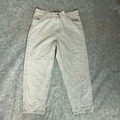 H&M Womens Jeans 14 Gray Straight Denim Pant Crop High Rise Light Wash Casual