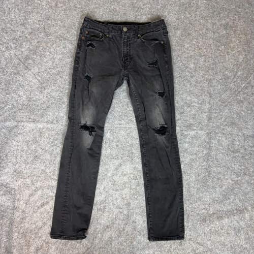 American Eagle Mens Jeans 29x30 Black Denim Pant Slim Distressed Casual Cotton
