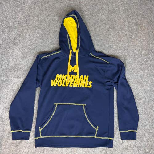 Michigan Wolverines Mens Sweatshirt Medium Navy Gold Hoodie Top NCAA Football