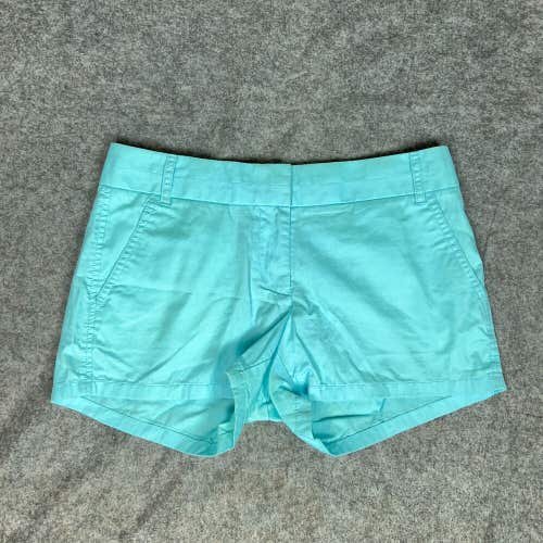 J Crew Womens Shorts 4 Blue Zip Pockets Casual 3" Chino Cotton Solid Summer ^