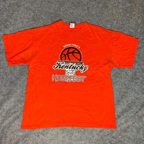 Basketball Mens Shirt Extra Large Orange Short Sleeve Tee Solid Crew Graphic