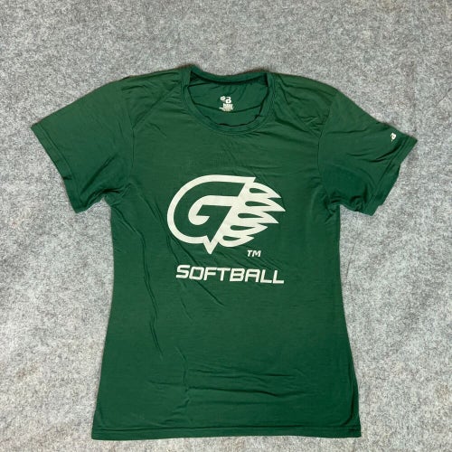 Georgia Gwinnett Grizzlies Womens Shirt Medium Green White Tee Top NCAA Softball