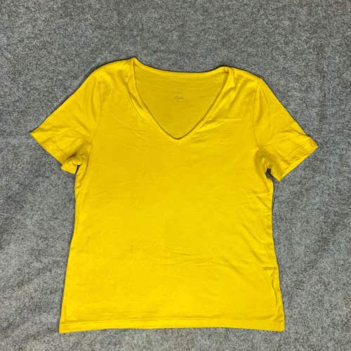 A New Day Womens Shirt Large Gold Yellow Short Sleeve Tee Solid V Neck Casual