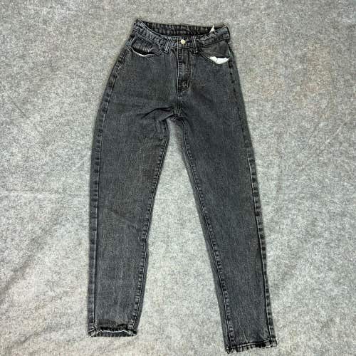 Shein Women Jeans Extra Small Black Straight Denim Pant High Rise Light Wash
