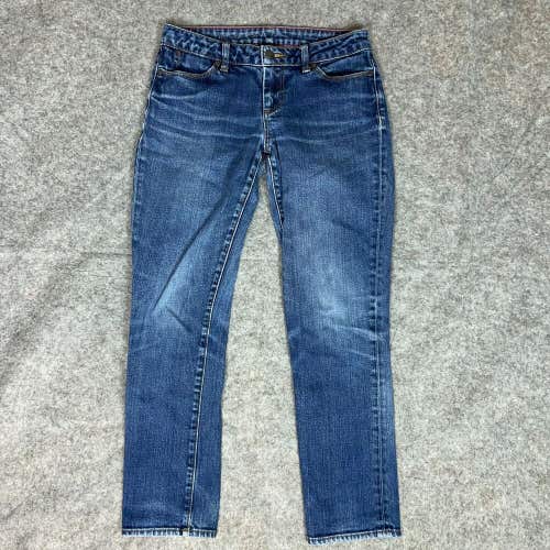 Talbots Womens Jeans 2 20 Blue Slim Denim Pant Mid Rise Medium Wash Casual Zip