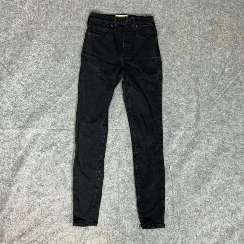 Everlane Women Jeans 25 Skinny Black Denim Pant High Rise Dark Wash Casual