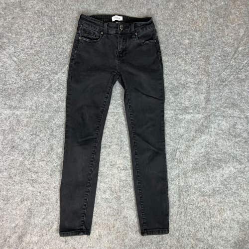 Pistola Women Jeans 25 Black Skinny Pant Denim Mid Rise Dark Wash Stretch Crop