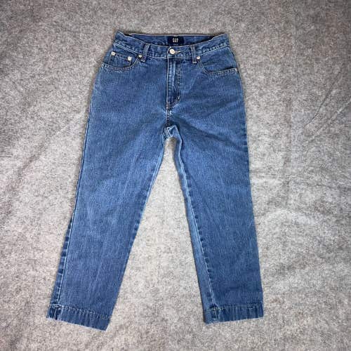 Gap Womens Jeans 1 Juniors Blue Denim Straight High Rise Crop Medium Wash Casual