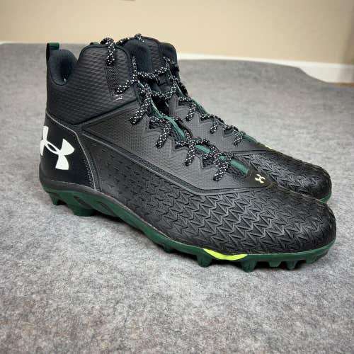 Under Armour Mens Football Cleat 14 Black Green Shoe Lacrosse Spine MC Top Pair