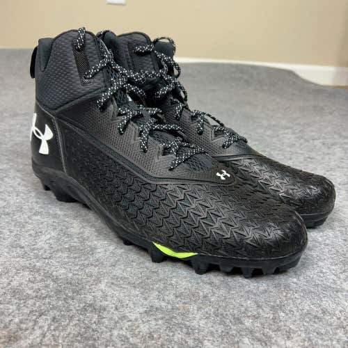 Under Armour Mens Football Cleat 14 Black White Shoe Lacrosse Spine Hammer A1