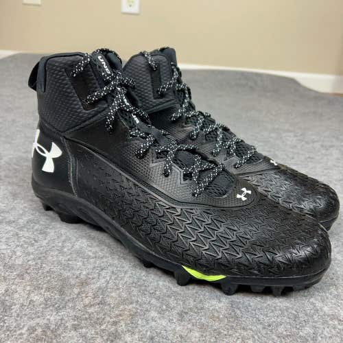 Under Armour Mens Football Cleat 14 Black White Shoe Lacrosse Spine Hammer A2