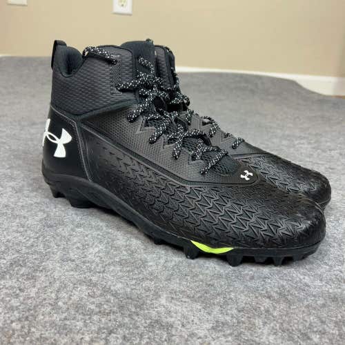 Under Armour Mens Football Cleat 14 Black White Shoe Lacrosse Spine Hammer A3