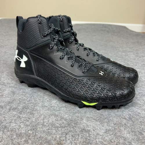 Under Armour Mens Football Cleat 14 Black White Shoe Lacrosse Spine Hammer A4