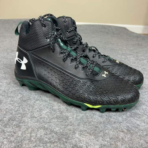 Under Armour Mens Football Cleat 14 Black Green Shoe Lacrosse Spine MC Top A3
