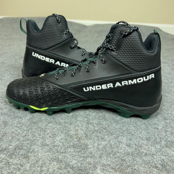 Under Armour Mens Football Cleat 14 Black Green Shoe Lacrosse Spine MC Top A4